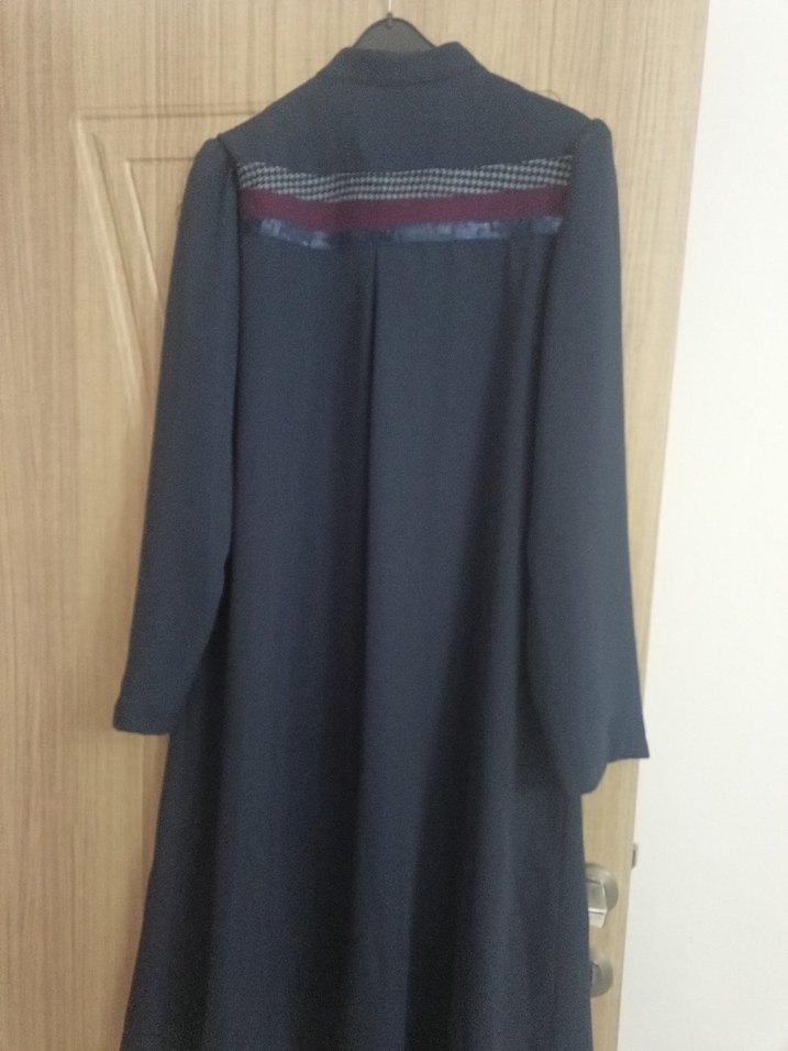 Uzun Lacivert Kadın Pardesü - Görsel 3