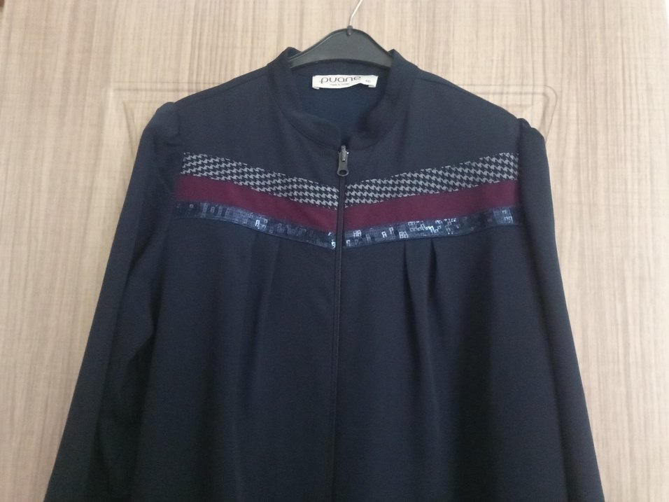 Uzun Lacivert Kadın Pardesü - Görsel 2