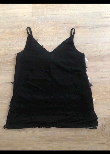 Fırfırlı Siyah Çizgili Askılı Mini Üst - Görsel 2