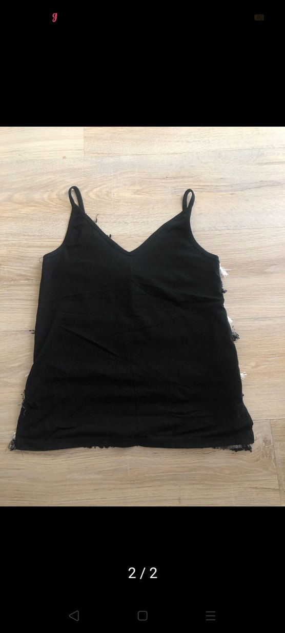 Fırfırlı Siyah Çizgili Askılı Mini Üst - Görsel 2