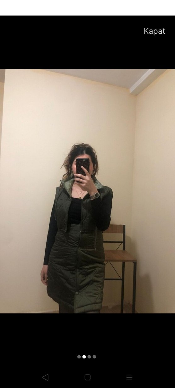 Siyah Kadın Midi Kolsuz Kışlık Mont - Görsel 2