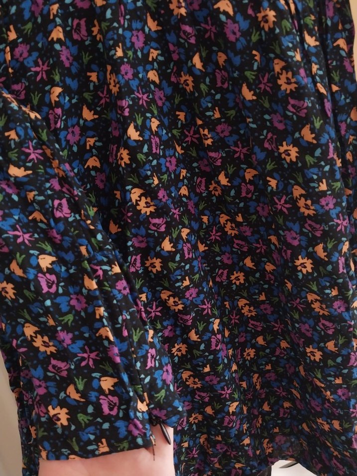 Çiçek Desenli Uzun Kollu Midi Elbise - Görsel 3