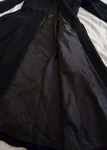 Kemerli Siyah Uzun Kadın Kaban - Görsel 4