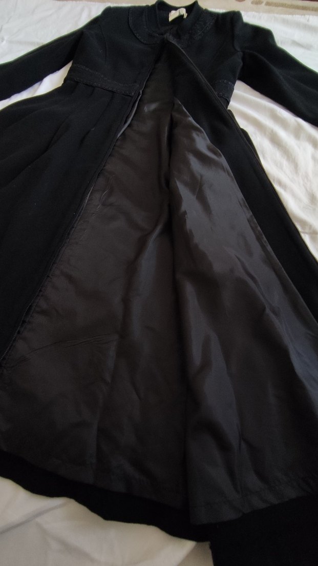 Kemerli Siyah Uzun Kadın Kaban - Görsel 4