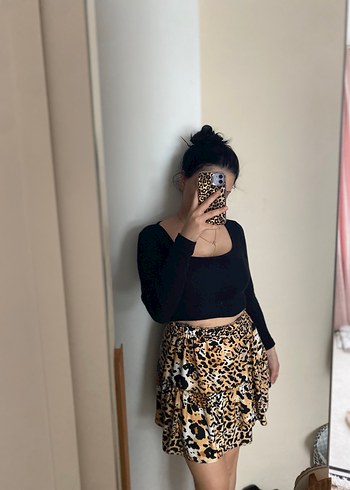 Leopar desenli etek