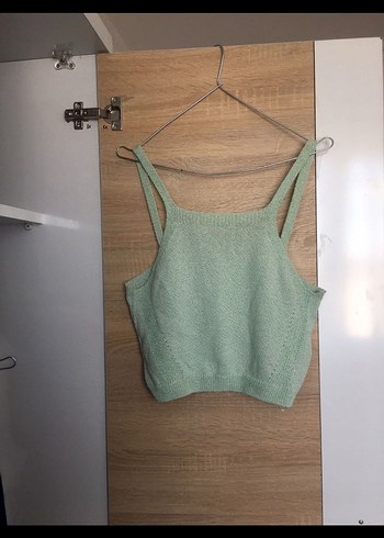 Yeşil Straplez Mini Crop Top - Görsel 2