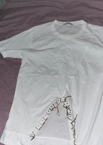 Salaş Kesim Beyaz Hamile Tişörtü - Görsel 2