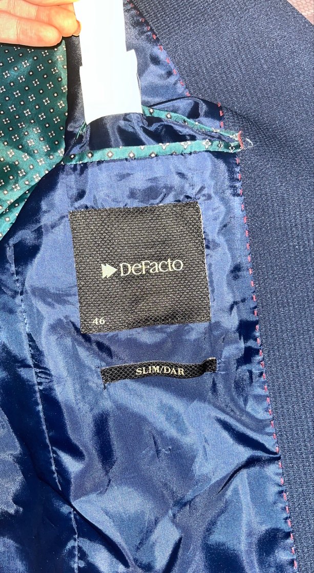 Düğmeli Lacivert Dar Kesim Erkek Takım Ceketi - Görsel 3