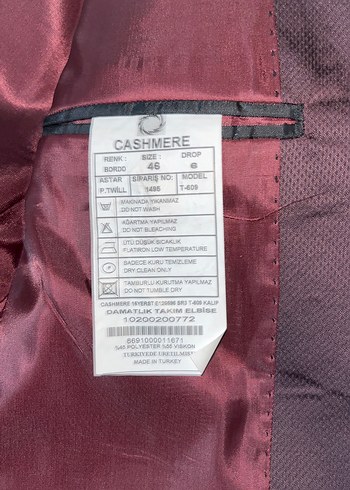 Bordo Erkek Ceket Notch Yaka Düğmeli - Görsel 3