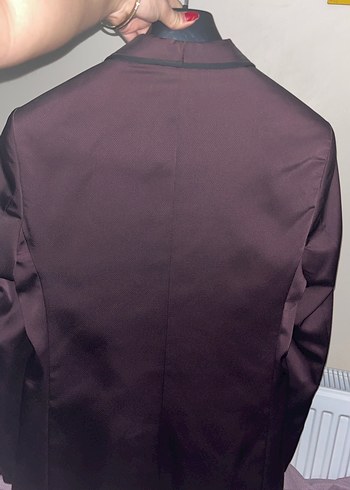 Bordo Erkek Ceket Notch Yaka Düğmeli - Görsel 2