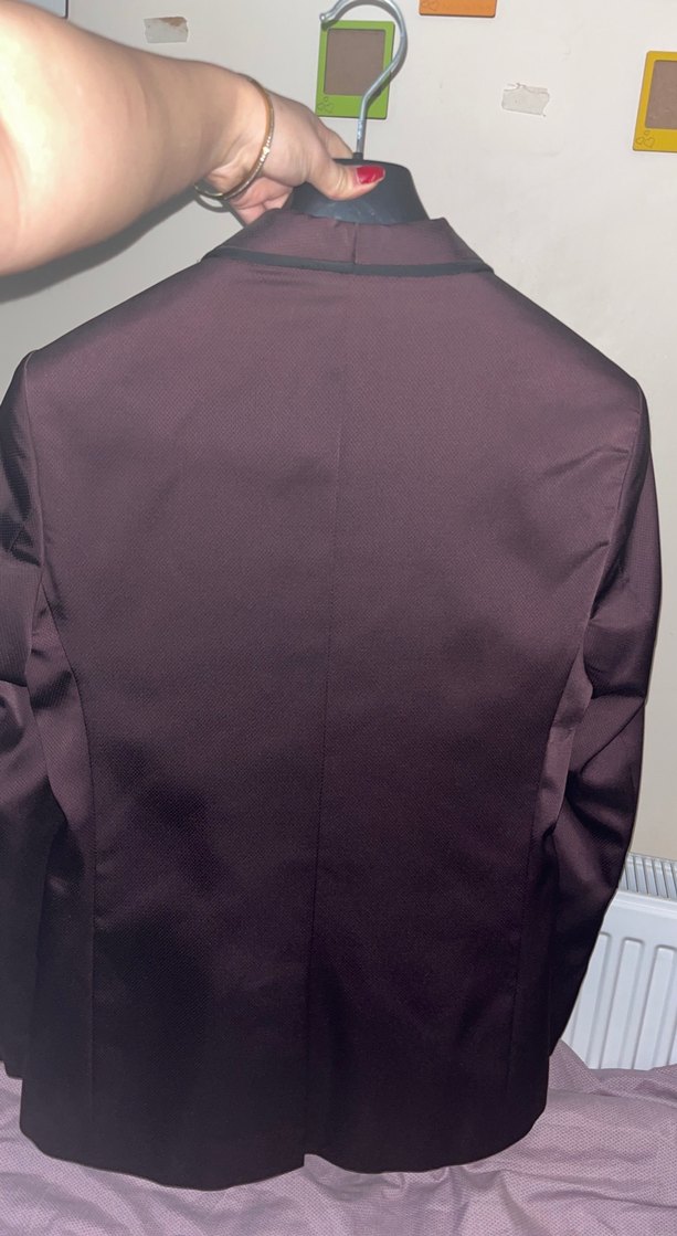 Bordo Erkek Ceket Notch Yaka Düğmeli - Görsel 2