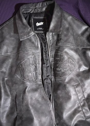 Pull and Bear Gri Deri Erkek Ceket Notch Yaka - Görsel 3