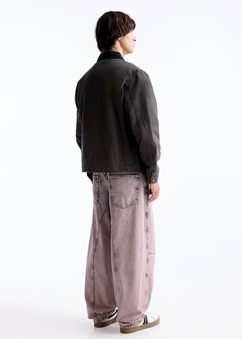 Pull and Bear kontrast yaka trucker ceket - Görsel 5