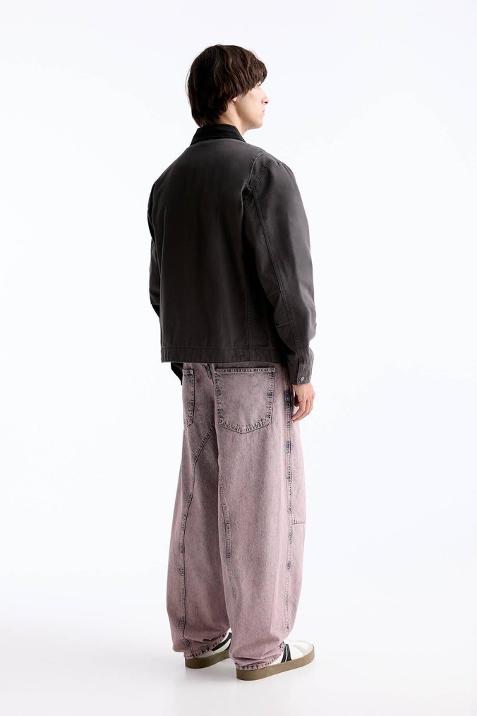 Pull and Bear kontrast yaka trucker ceket - Görsel 5