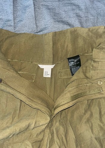 H&M Düğmeli Bej Yüksek Bel Midi Şort - Görsel 2