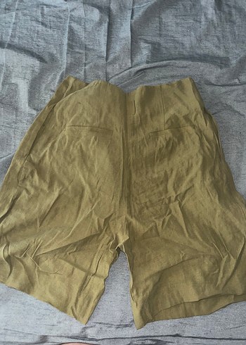 H&M Düğmeli Bej Yüksek Bel Midi Şort - Görsel 3