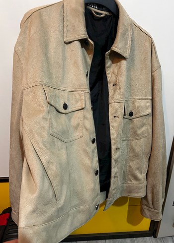 Zara Bej Süet Düğmeli Unisex Ceket - Görsel 3