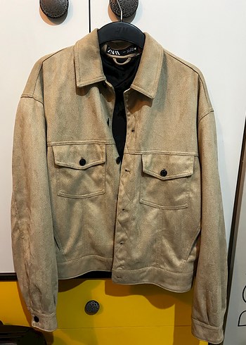 Zara Bej Süet Düğmeli Unisex Ceket - Görsel 2
