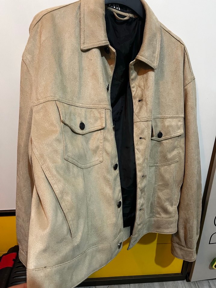 Zara Bej Süet Düğmeli Unisex Ceket - Görsel 3