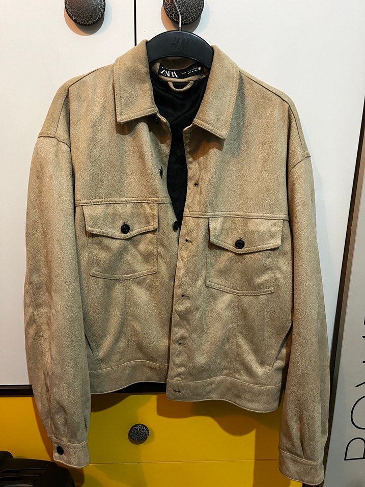 Zara Bej Süet Düğmeli Unisex Ceket - Görsel 2