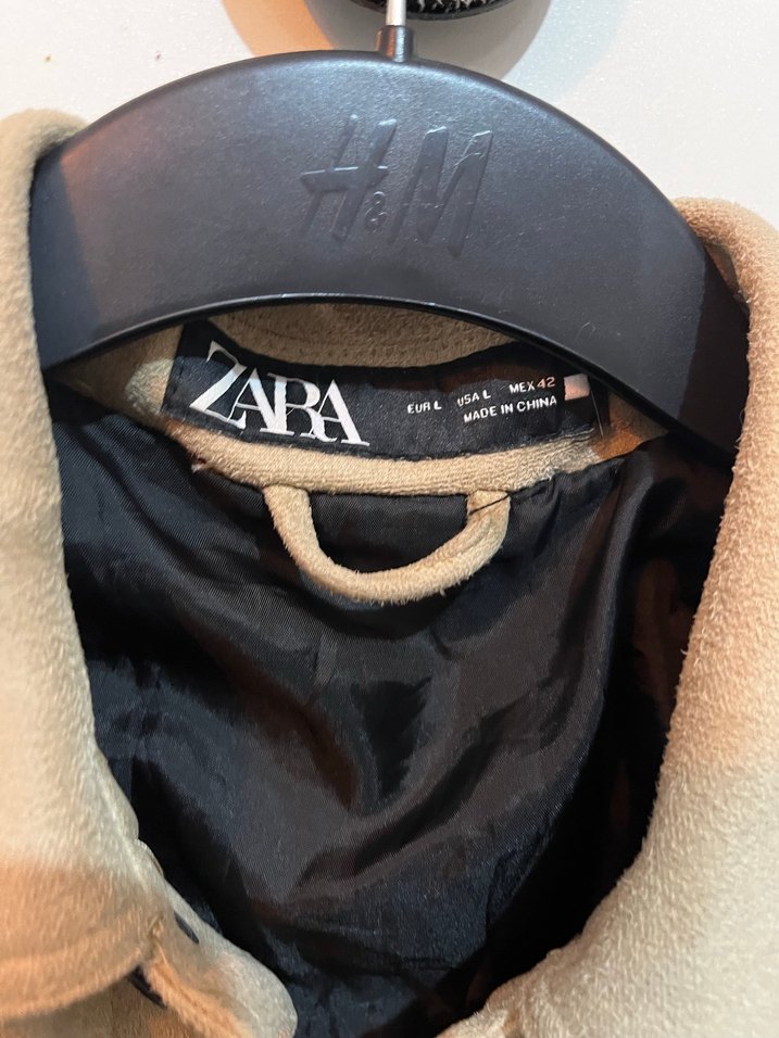 Zara Bej Süet Düğmeli Unisex Ceket - Görsel 4