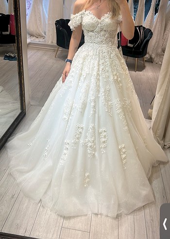 Straplez A prenses Kesim Beyaz Uzun Gelinlik - Görsel 10