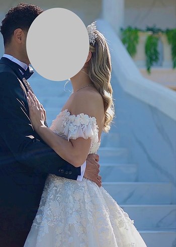 Straplez A prenses Kesim Beyaz Uzun Gelinlik - Görsel 7