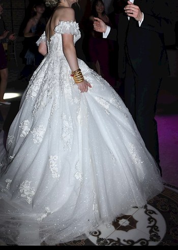 Straplez A prenses Kesim Beyaz Uzun Gelinlik - Görsel 8