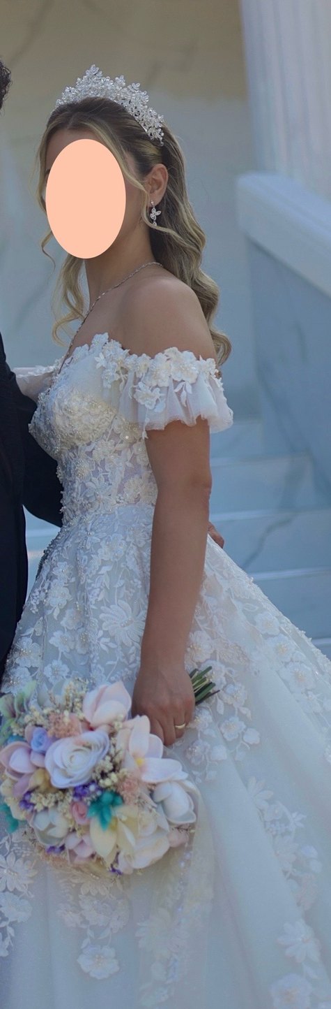 Işıltılı boncuklu ve taşlı Beyaz Düğün gelin Tacı - Görsel 2