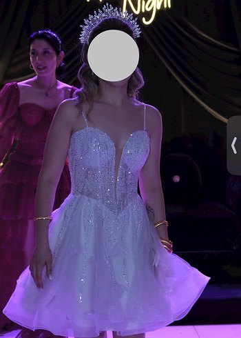 Straplez Mini Beyaz Düğün ve After Elbisesi - Görsel 5