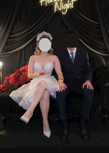 Straplez Mini Beyaz Düğün ve After Elbisesi - Görsel 4