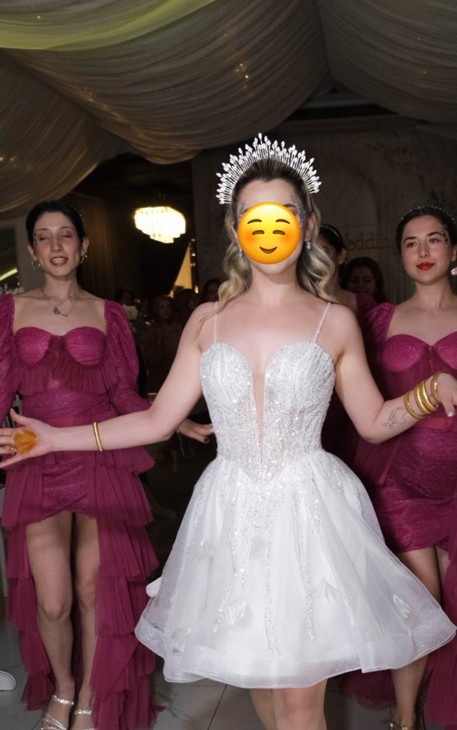 Beyaz Taşlı dik tasarımlı kına after tacı - Görsel 4