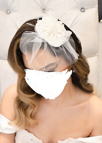 Dantel Detaylı Beyaz Bohem Gelin Nikah Saç Aksesuarı - Görsel 4