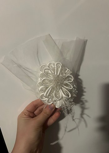 Dantel Detaylı Beyaz Bohem Gelin Nikah Saç Aksesuarı - Görsel 3