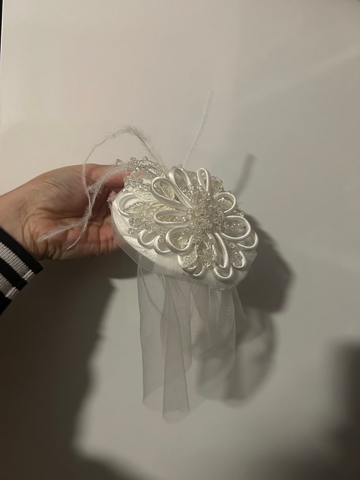 Dantel Detaylı Beyaz Bohem Gelin Nikah Saç Aksesuarı - Görsel 2