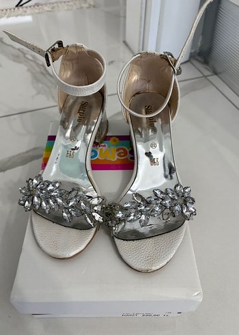 Beyaz Taşlı Dolgu Topuklu çocuk Ayakkabı - Görsel 2