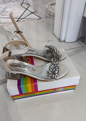 Beyaz Taşlı Dolgu Topuklu çocuk Ayakkabı - Görsel 5