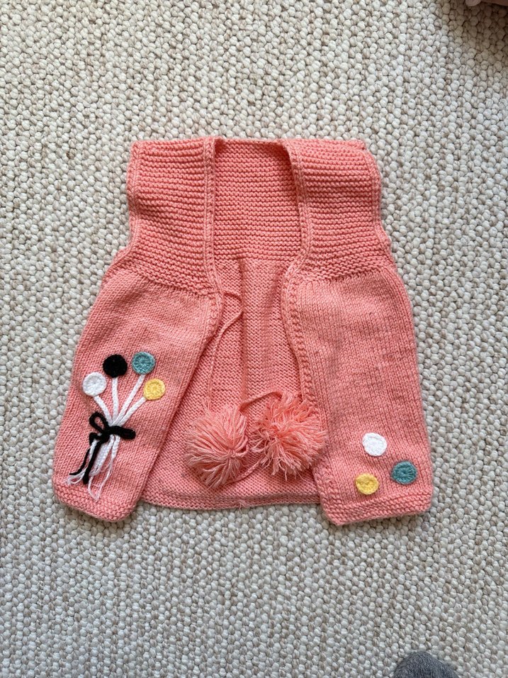 El orgusu Nakışlı Pudra Pembe Kız Çocuk Triko Yelek - Görsel 2
