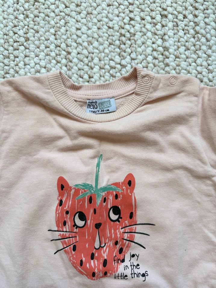 Kız Çocuk Pembe Baskılı Uzun Kollu Sweatshirt - Görsel 2