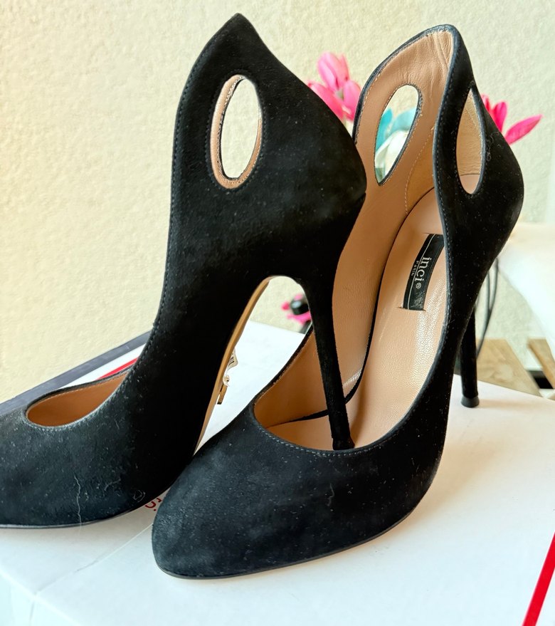 Siyah Süet Tokalı Stiletto Topuklu Ayakkabı - Görsel 2