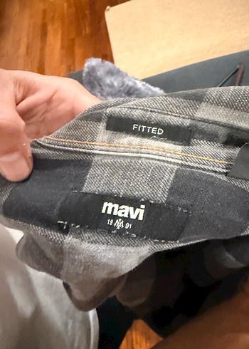 Gri Kareli Uzun Kollu Denim Gömlek - Görsel 6