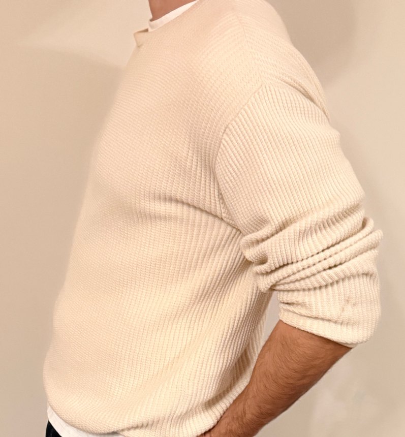 Bej Erkek Yünlü Bisiklet Yaka Kazak - Görsel 2