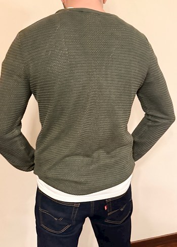 Gri Erkek Triko Sweatshirt - Görsel 4