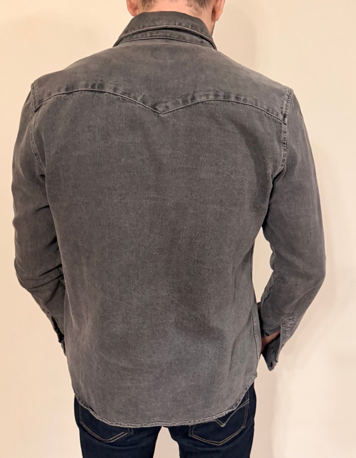 Gri Denim Uzun Kollu Erkek Gömlek - Görsel 5