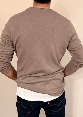 Bej Erkek Bisiklet Yaka İnce Triko - Görsel 5