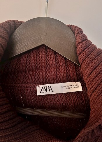 Zara Bordo Yarım Balıkçı Yaka Kadın Triko Kazak