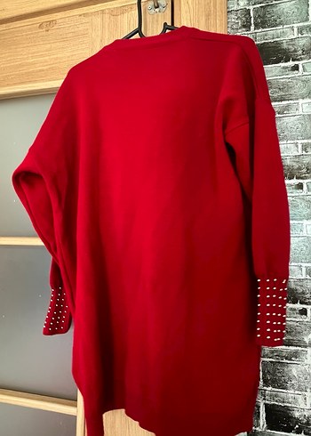Diğer Kırmızı Örgü Kadın Sweatshirt Uzun Kollu