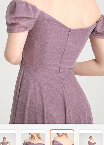 Mor Drapeli Uzun Abiye Elbise - Görsel 3