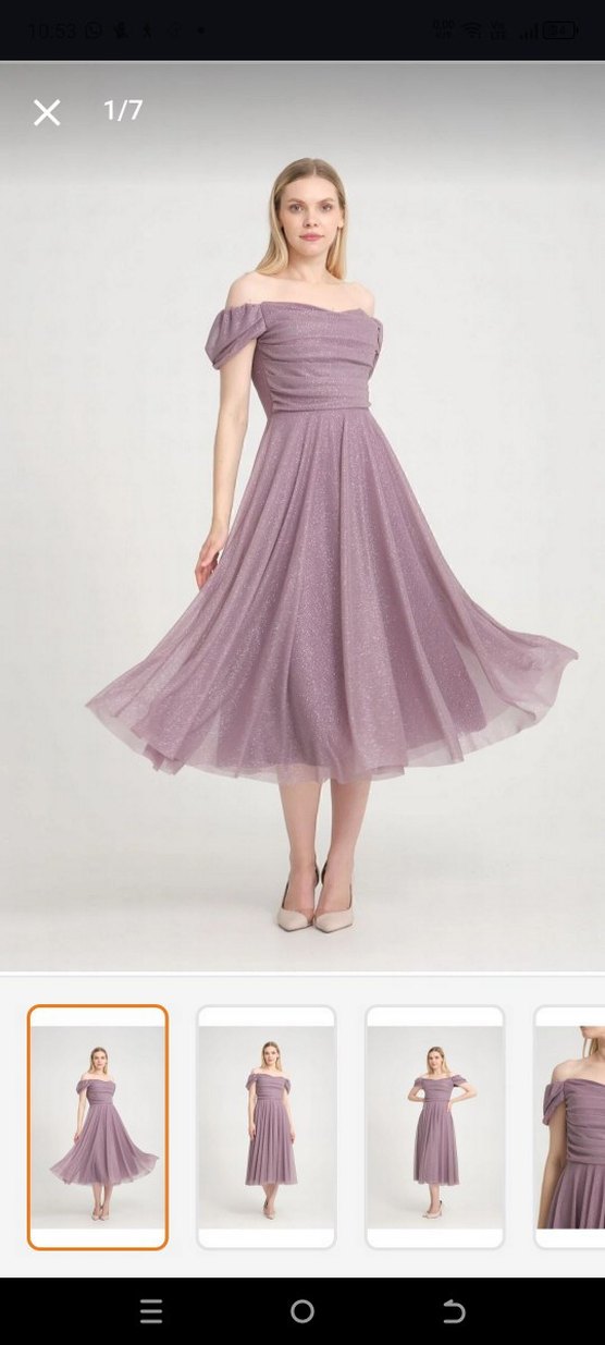 Mor Drapeli Uzun Abiye Elbise - Görsel 2