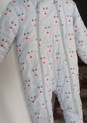 Gri Polar Bebek Tulum, Kürklü ve Baskılı. - Görsel 3